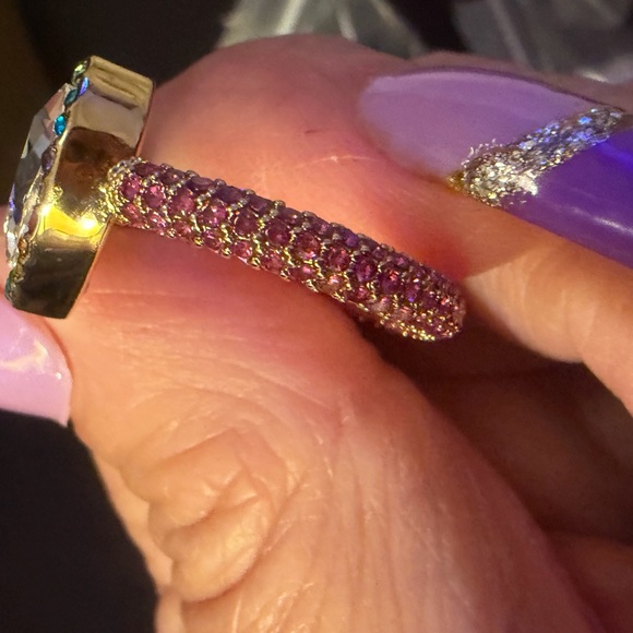 Kurt Geiger Gold Ring with Multicolor Gemstones New No Box - Picture 5 of 8